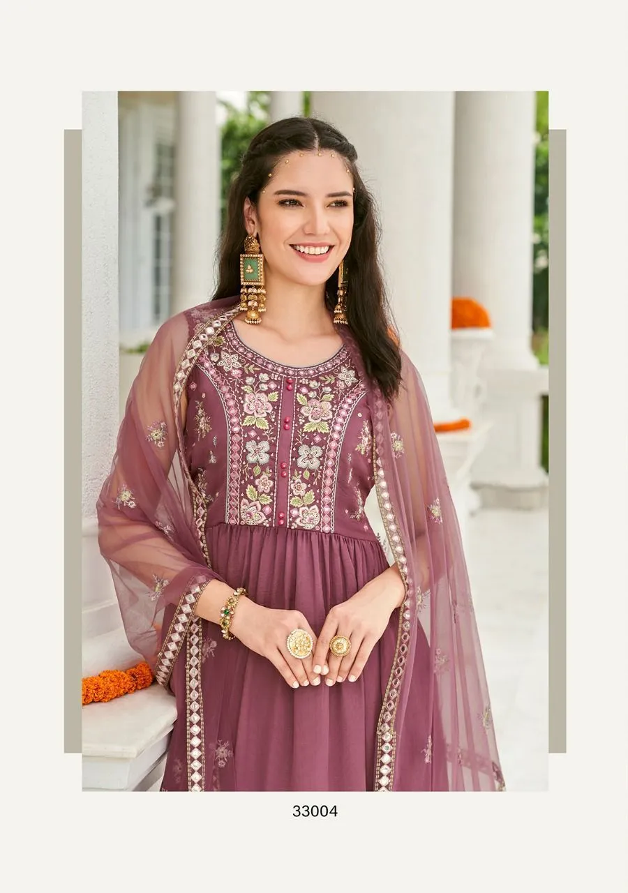 ZOYA PURE VISCOSE SATIN SILK TOP & SHARARA SUIT