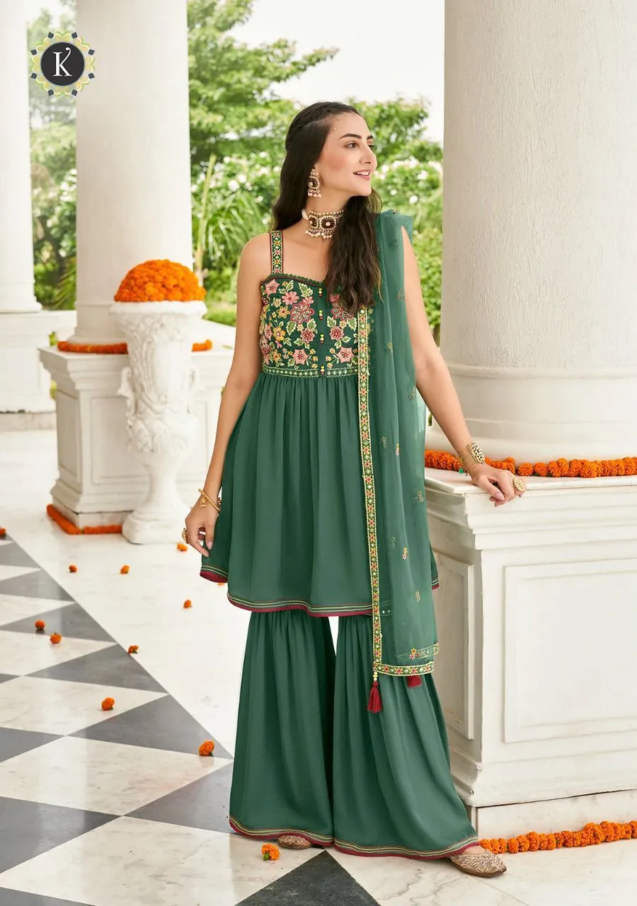 ZOYA PURE VISCOSE SATIN SILK TOP & SHARARA SUIT