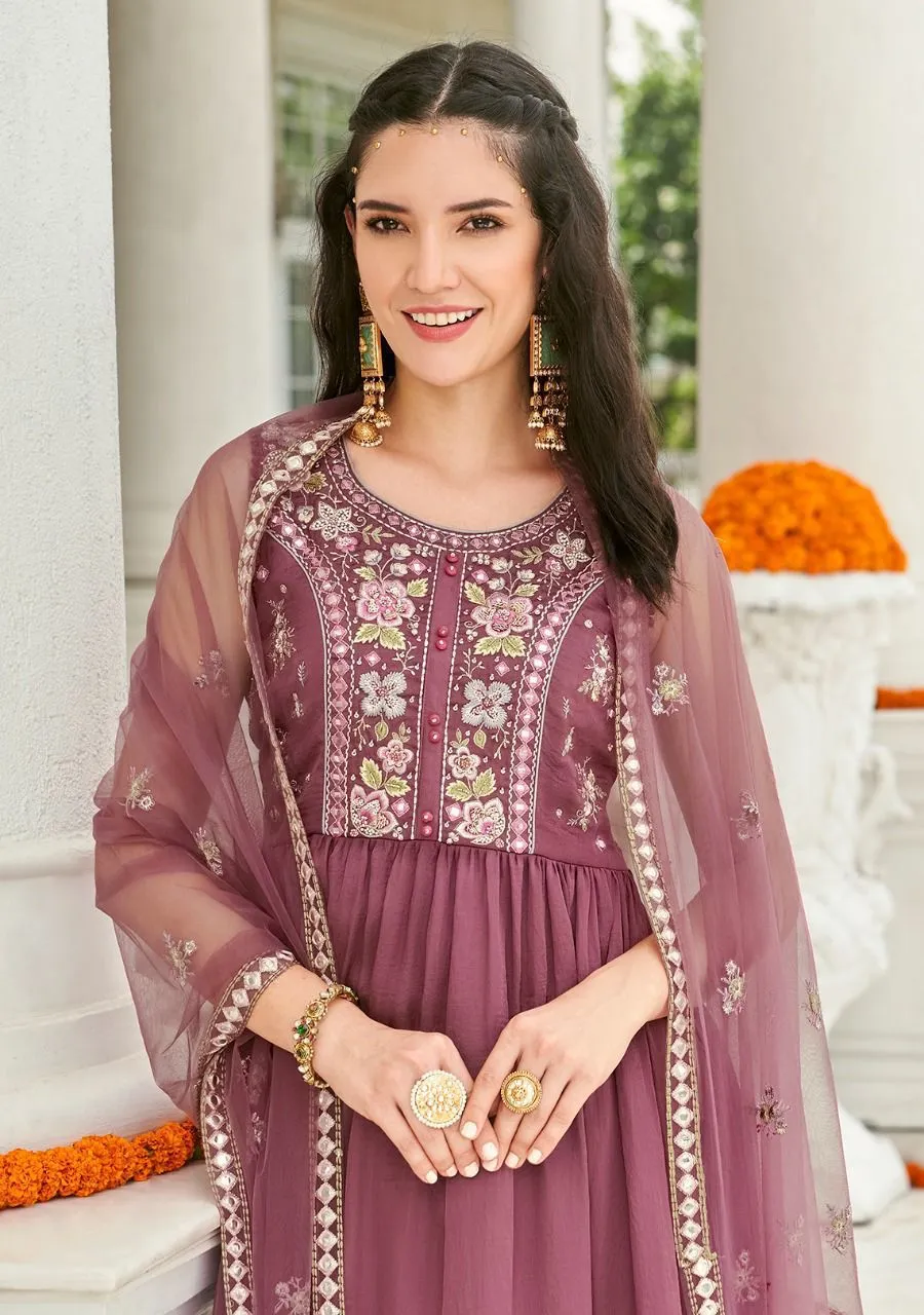 ZOYA PURE VISCOSE SATIN SILK TOP & SHARARA SUIT