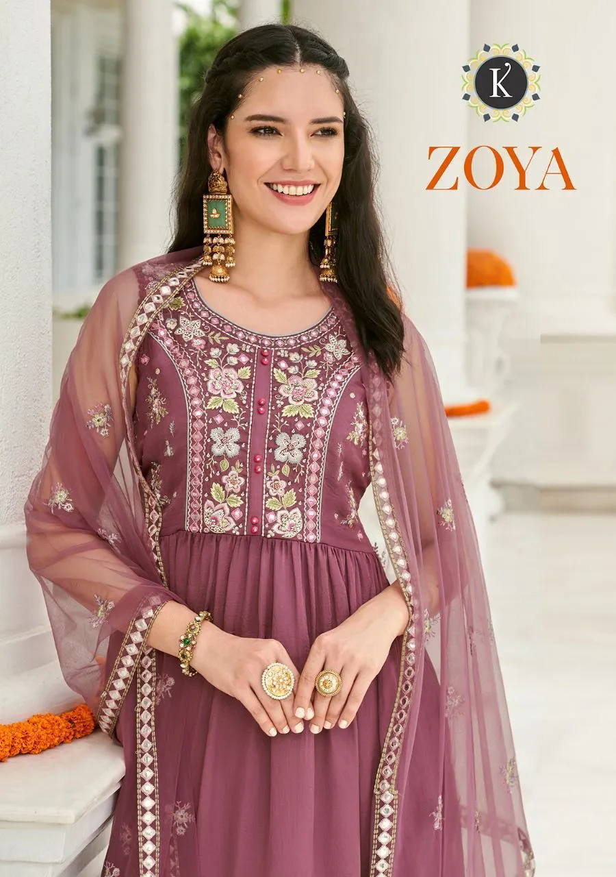 ZOYA PURE VISCOSE SATIN SILK TOP & SHARARA SUIT